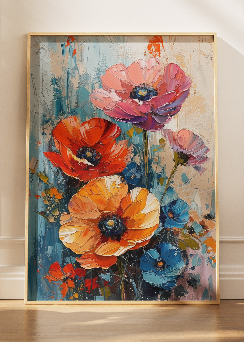 Vibrant Wildflower Bouquet Abstract Canvas & Poster Print – AI PRINT LAB
