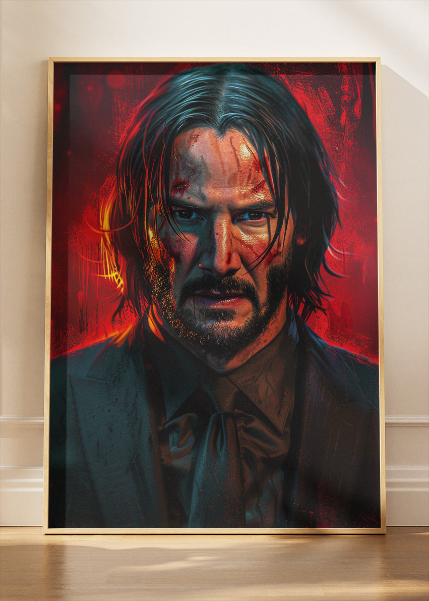 John Wick Inspired Wall Art – Dark Action Movie Portrait Poster & Canvas Print