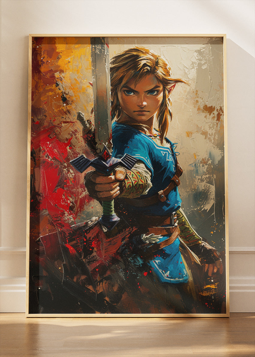 The Legend of Zelda Breath of the Wild Wall Art Poster & Canvas – Link Warrior Portrait Gaming Artwork