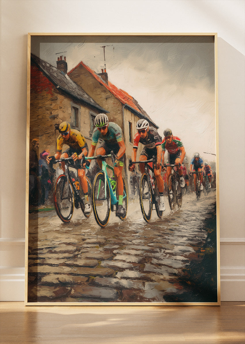 Classic Road Race Cycling Art Print & Canvas – Cobblestone Bicycle Wall Art