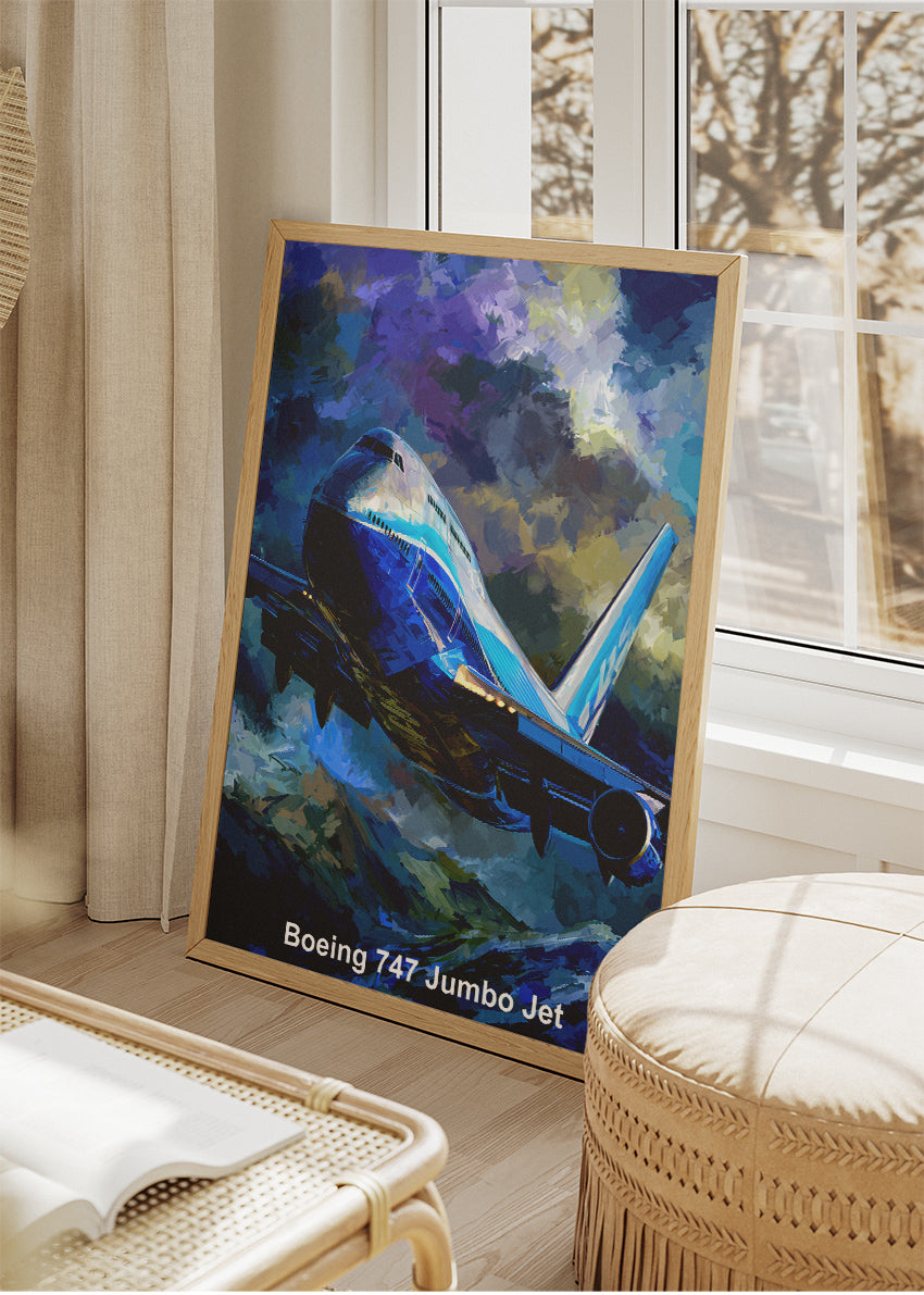 Boeing 747 Jumbo Jet Poster & Canvas Print – Dramatic Sky Aviation Art – Aiprintlab