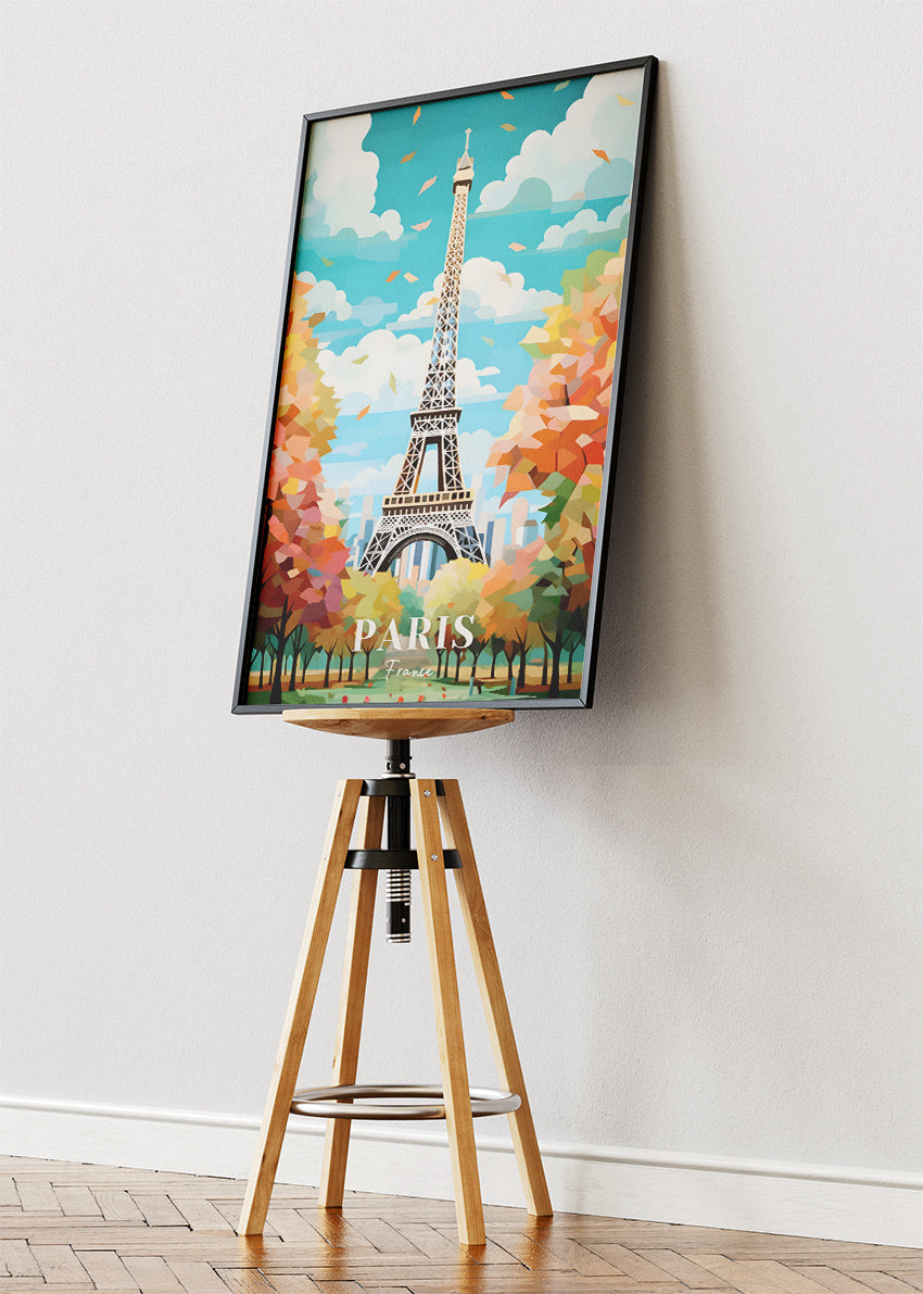 Paris France Poster & Canvas Print – Vintage Autumn Eiffel Tower Art