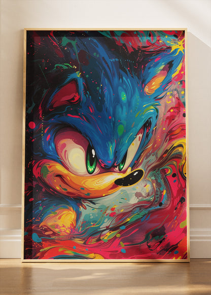 Sonic the Hedgehog Abstract Wall Art Poster & Canvas – Expressive Modern Gaming Artwork