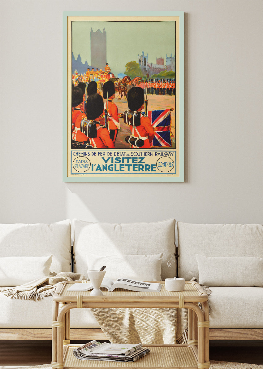 Vintage London Guards Parade Poster & Canvas Print – Classic British Travel Art