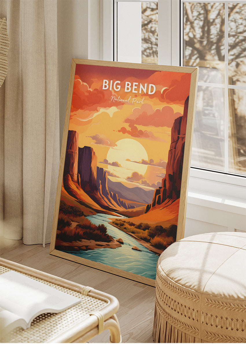 Big Bend National Park Poster & Canvas Print – Retro Desert Canyon Wall Art