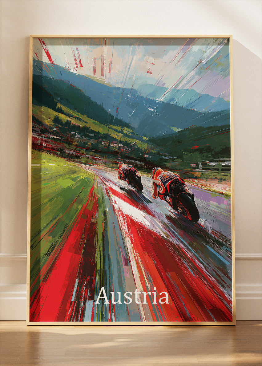Austria MotoGP Alpine Speed Motorcycle Racing Wall Art Poster & Canvas