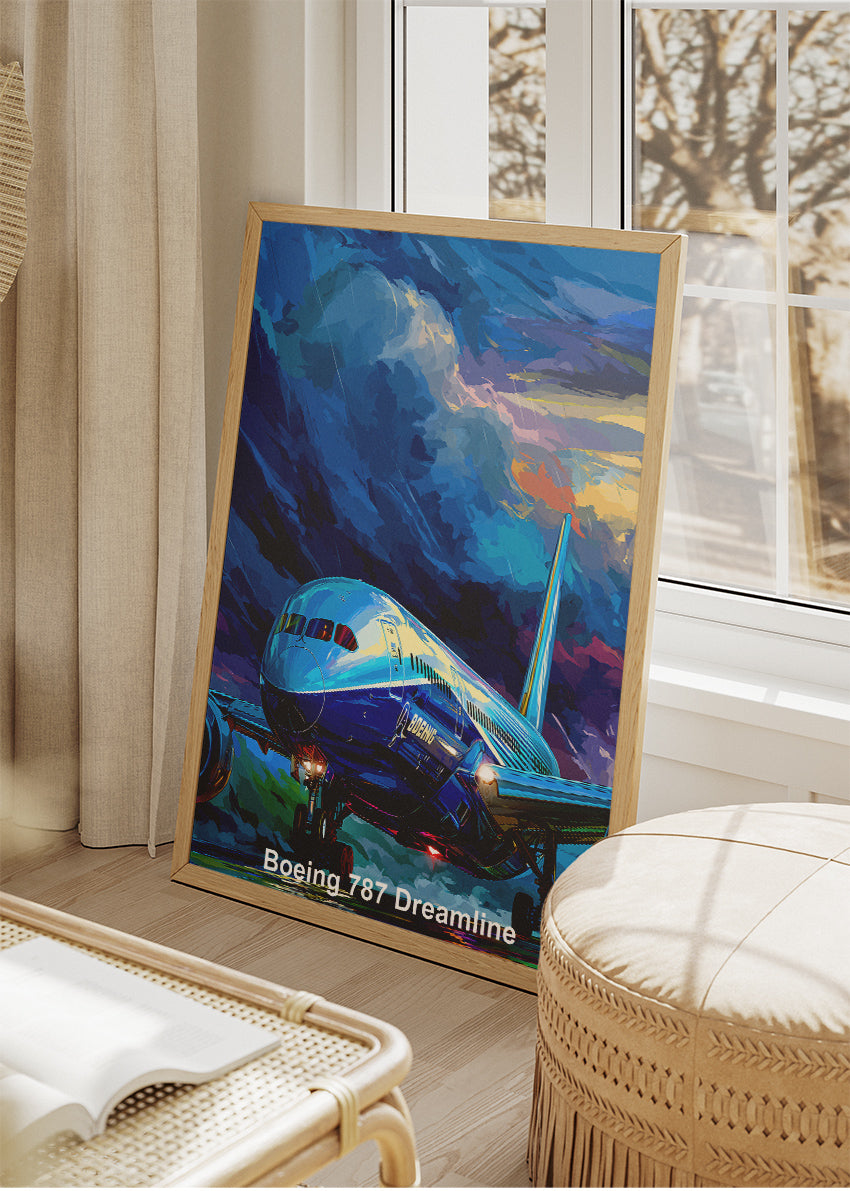 Boeing 787 Dreamliner Poster & Canvas Print – Colourful Aviation Art – Aiprintlab