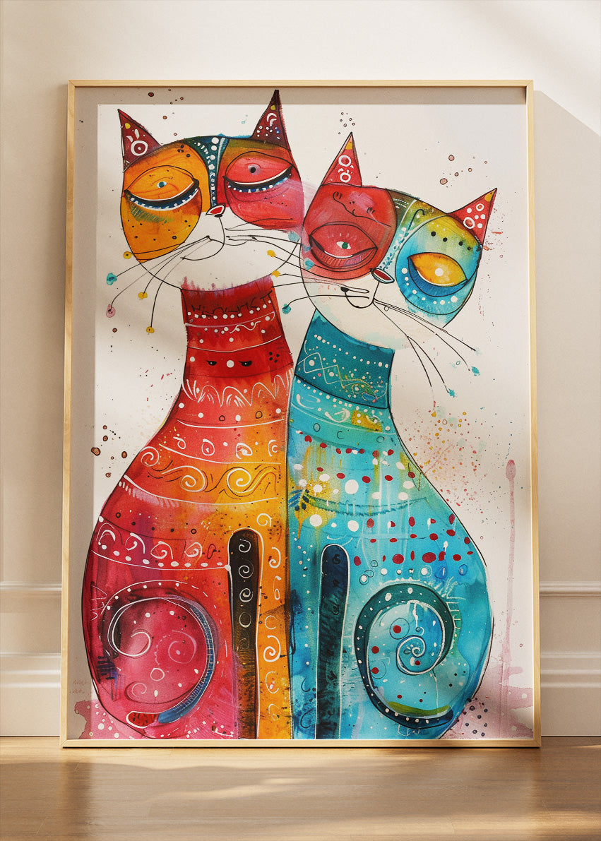 Colorful Cats Poster & Canvas Print – Vibrant Abstract Feline Art