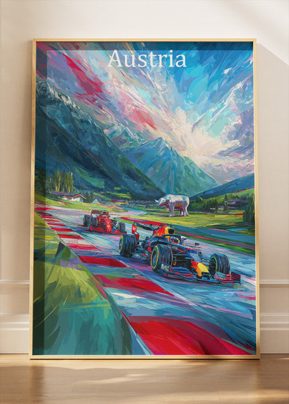 Austria Formula Racing Poster & Canvas Print | Expressive Alpine Motorsport Wall Art