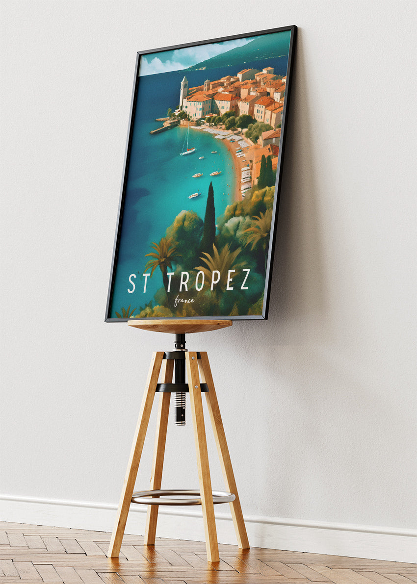 St Tropez France Poster & Canvas Print – Vintage Mediterranean Coastal Art