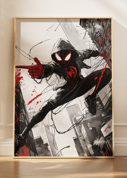 Spider-Man Miles Morales – Urban Red Street Art Canvas & Poster Print – AI PRINT LAB