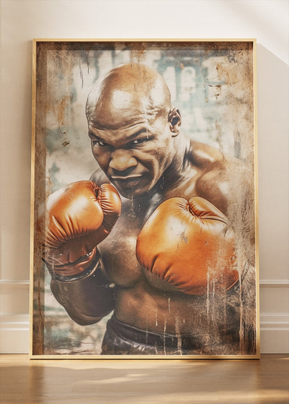 Mike Tyson Boxing Portrait Poster & Canvas Art Print – Raw Power and Intensity Wall Art