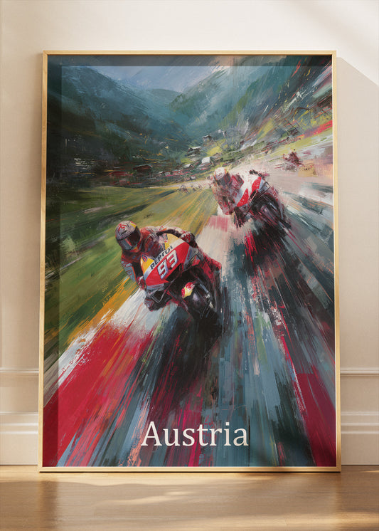 Austria MotoGP Alpine Racing Speed Motorcycle Wall Art Poster & Canvas