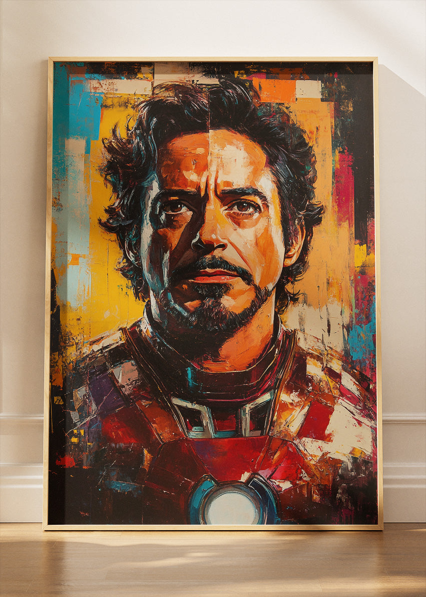 Iron Man Tony Stark – Modern Abstract Portrait Canvas & Poster Print – AI PRINT LAB