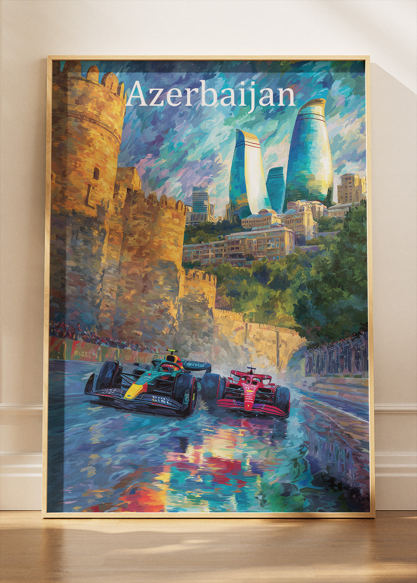 Azerbaijan Grand Prix Poster & Canvas Print | Baku City Circuit Formula Racing Wall Art