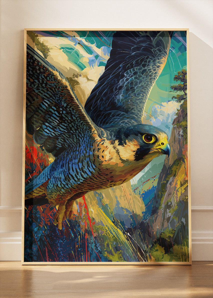Flying Hawk Canvas Print & Poster – Dynamic Wildlife Wall Art