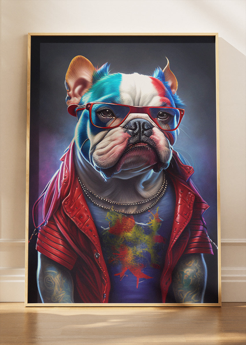 Cool Bulldog Canvas Print & Poster – Urban Pop Art Dog Wall Art