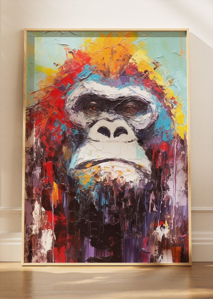Colorful Gorilla Canvas Print & Poster – Modern Wildlife Wall Art