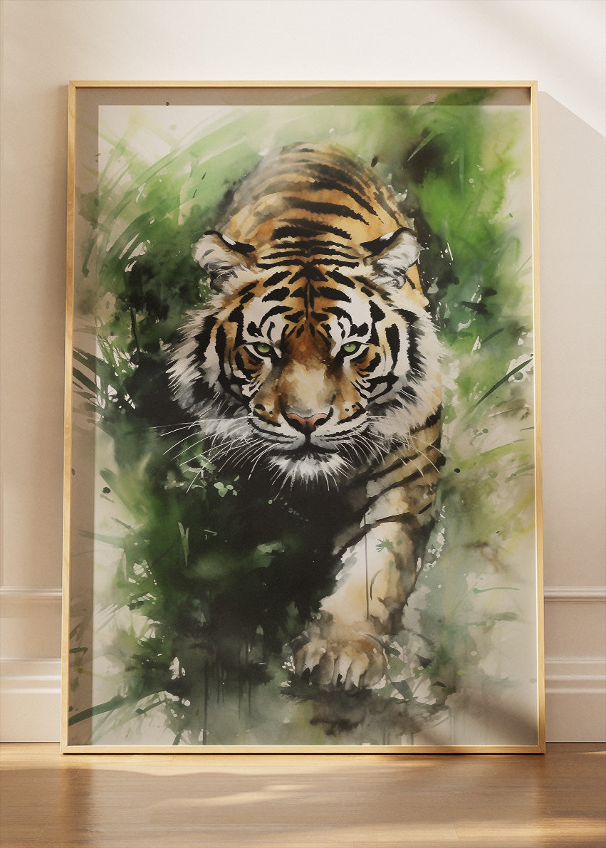 Watercolor Tiger Canvas Print & Poster – Modern Wildlife Wall Art
