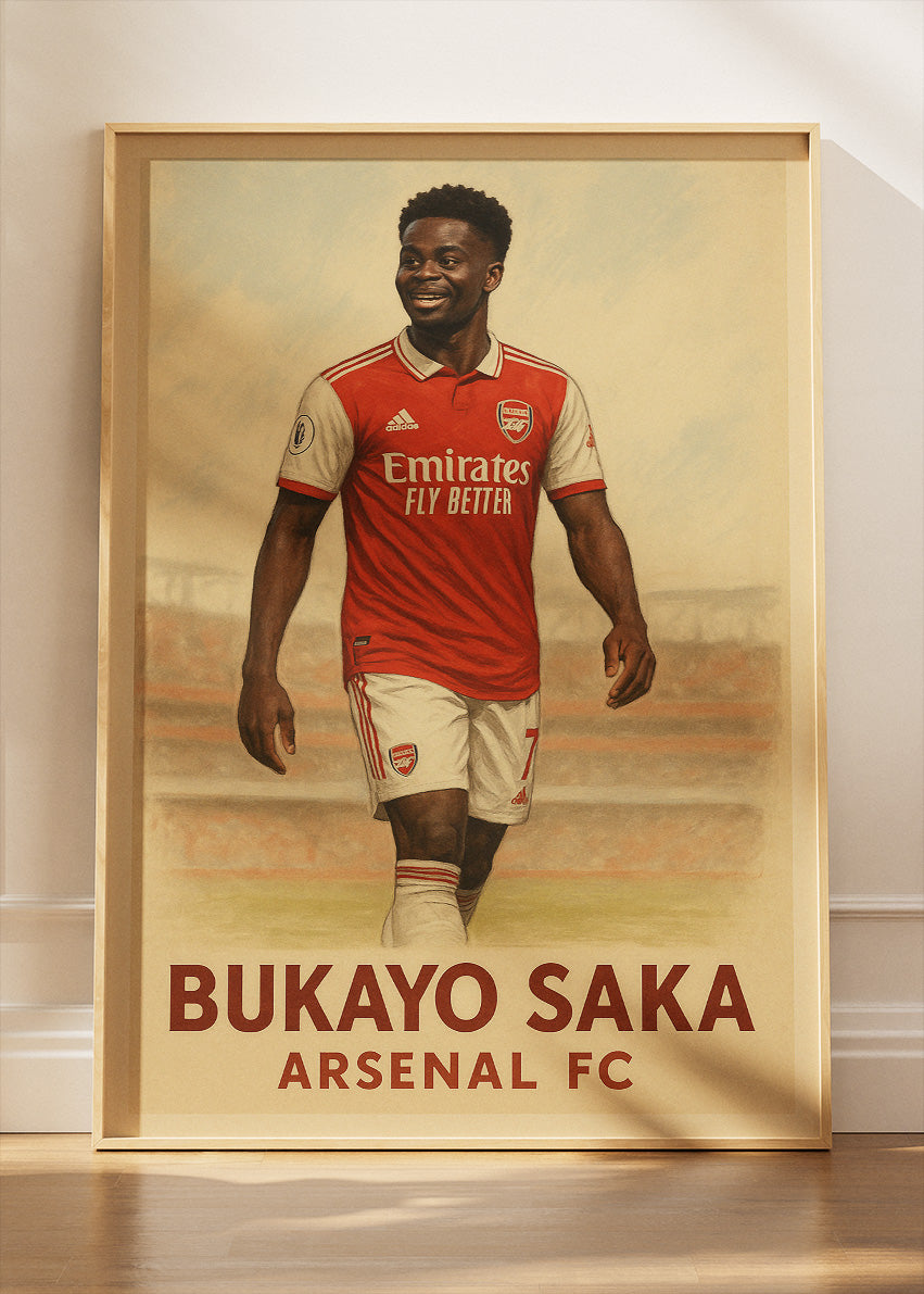 Bukayo Saka Arsenal FC Football Wall Art | Modern Premier League Star Poster & Canvas