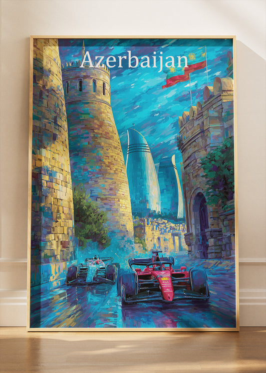 Azerbaijan Formula Racing Poster & Canvas Print | Baku Street Circuit Motorsport Wall Art
