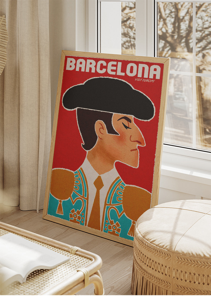Barcelona Matador Poster & Canvas Print – Vintage Spain Travel Art