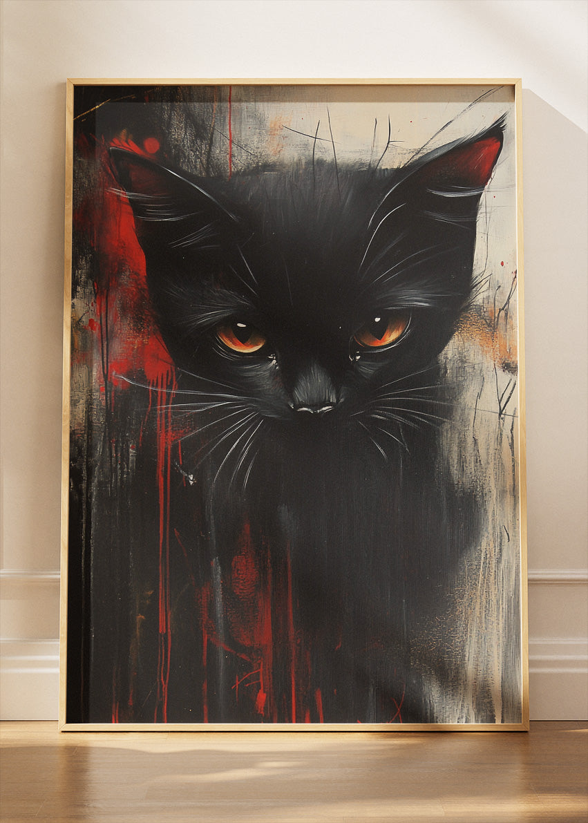 Black Cat Canvas Print & Poster – Dark Modern Animal Wall Art