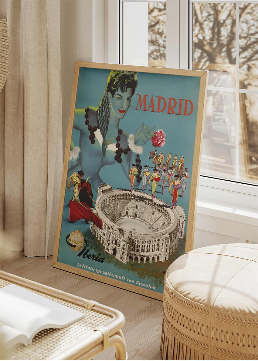Madrid Spain Poster & Canvas Print – Vintage Iberia Bullring Travel Art