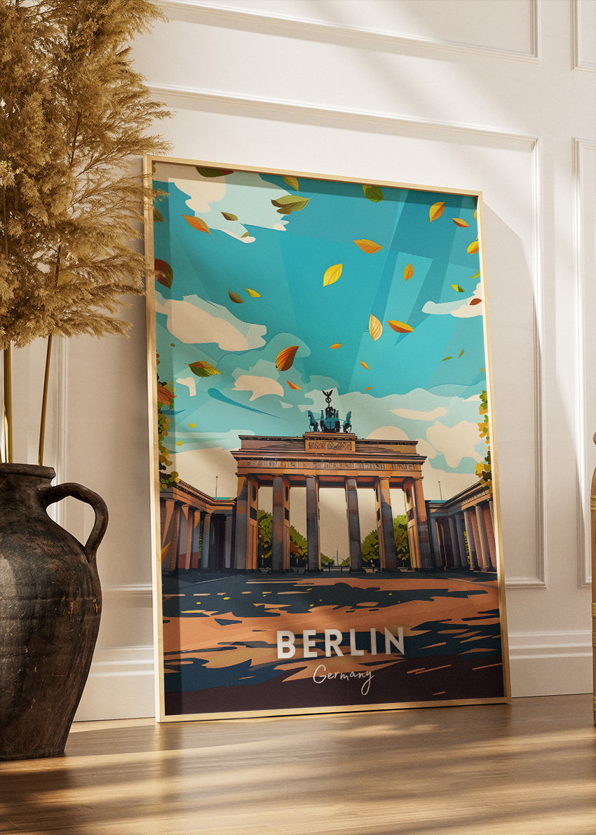 Berlin Germany Poster & Canvas Print – Vintage Autumn Brandenburg Gate Art
