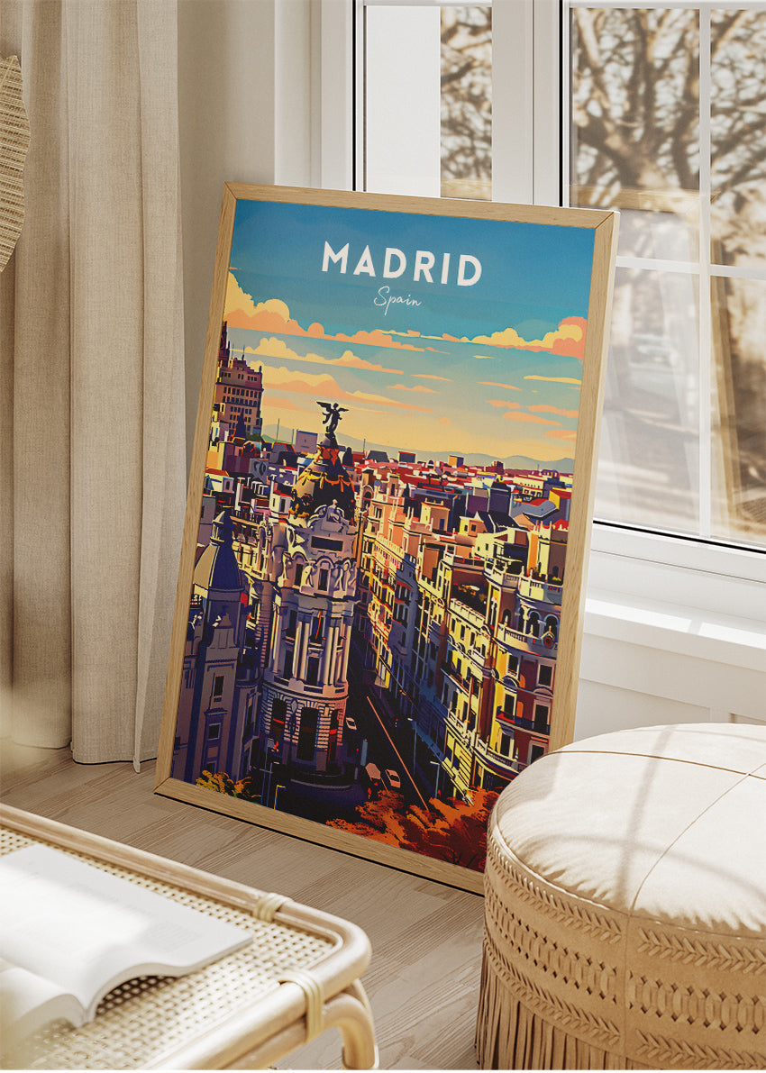 Madrid Spain Poster & Canvas Print – Illustrated City Skyline Art