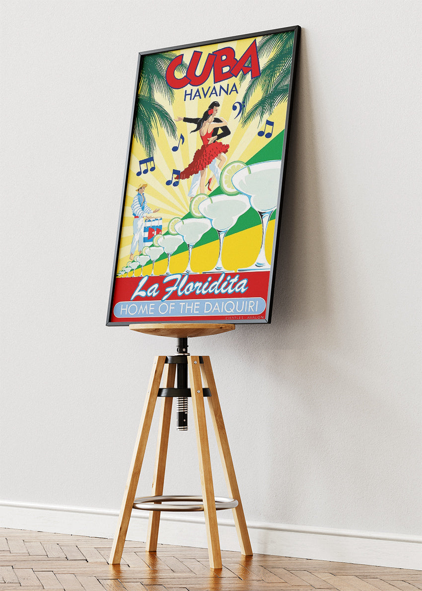 Cuba Havana La Floridita Vintage Poster & Canvas Print – Retro Daiquiri Bar Dance Illustration