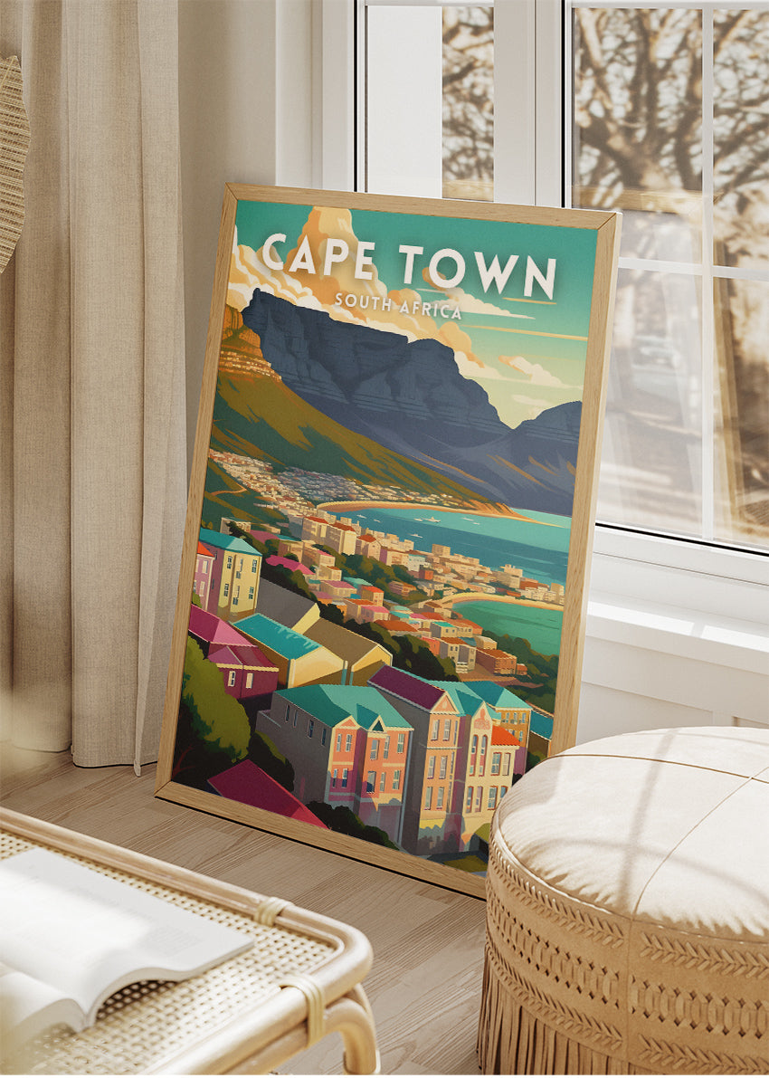Cape Town South Africa Poster & Canvas Print – Modern Illustrated Table Mountain Art