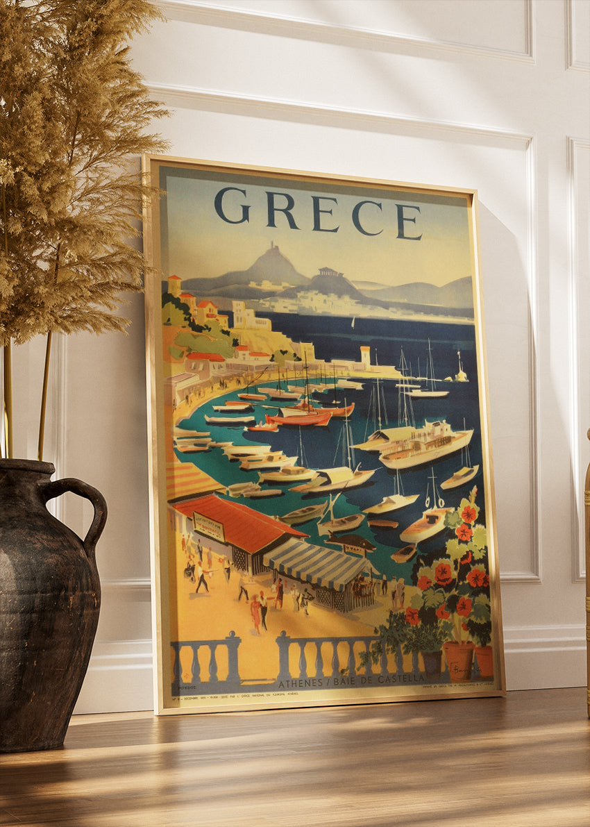 Greece Vintage Poster & Canvas Print – Classic Mediterranean Travel Art