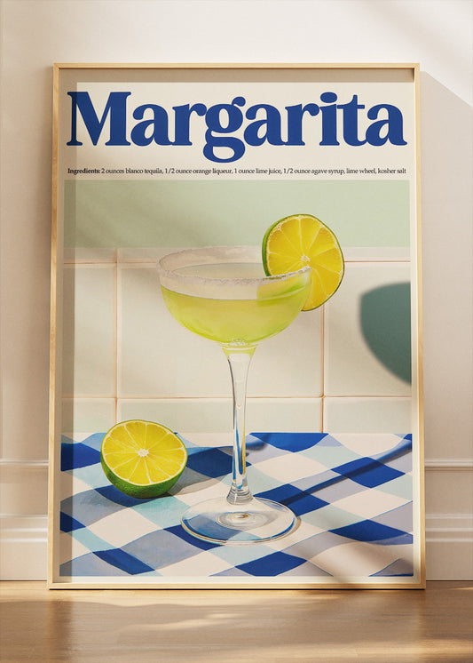 Margarita Classic Cocktail Poster & Canvas Print | Fresh Summer Bar Wall Art