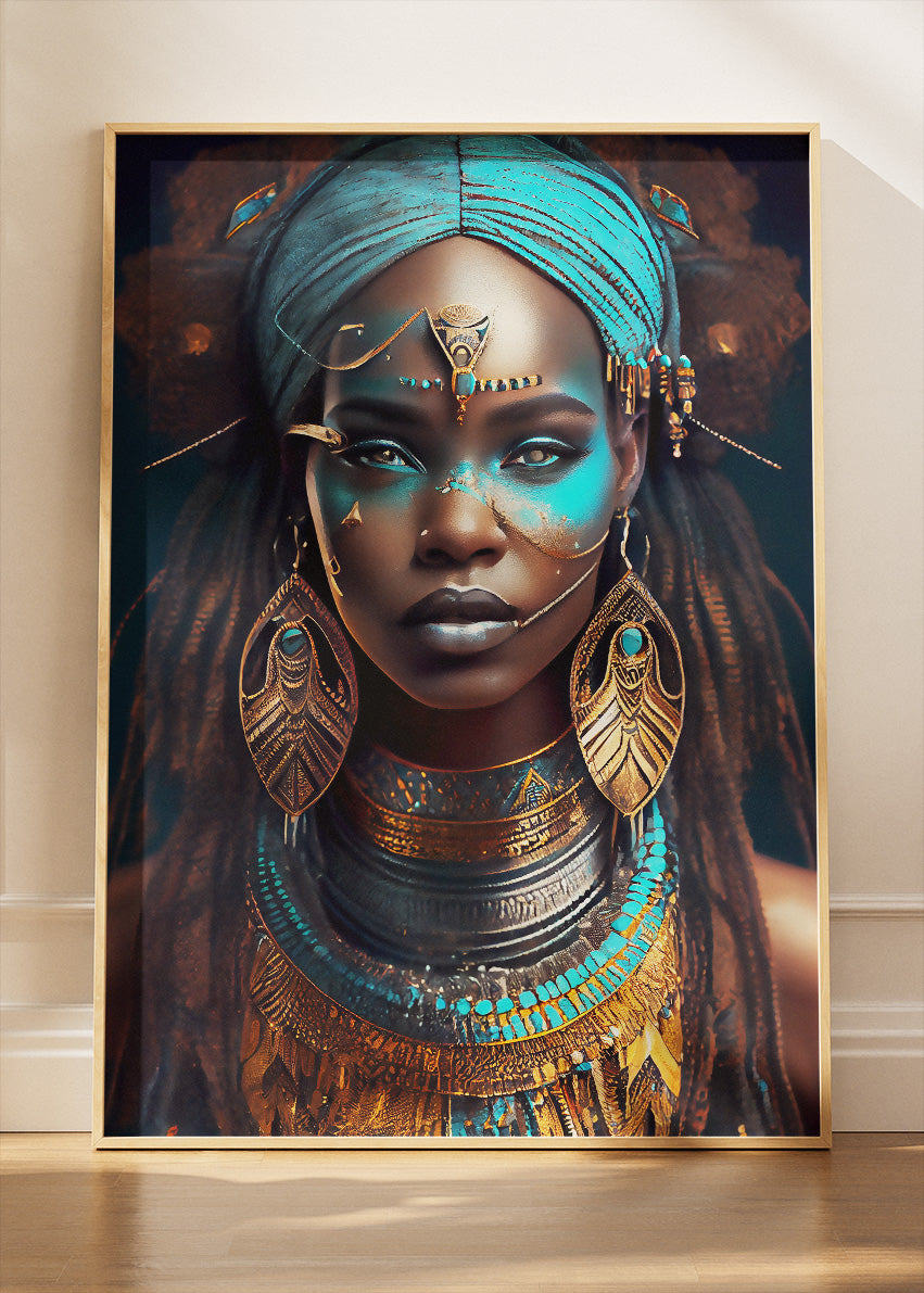 Royal African Queen Portrait Canvas & Poster Print – AI PRINT LAB