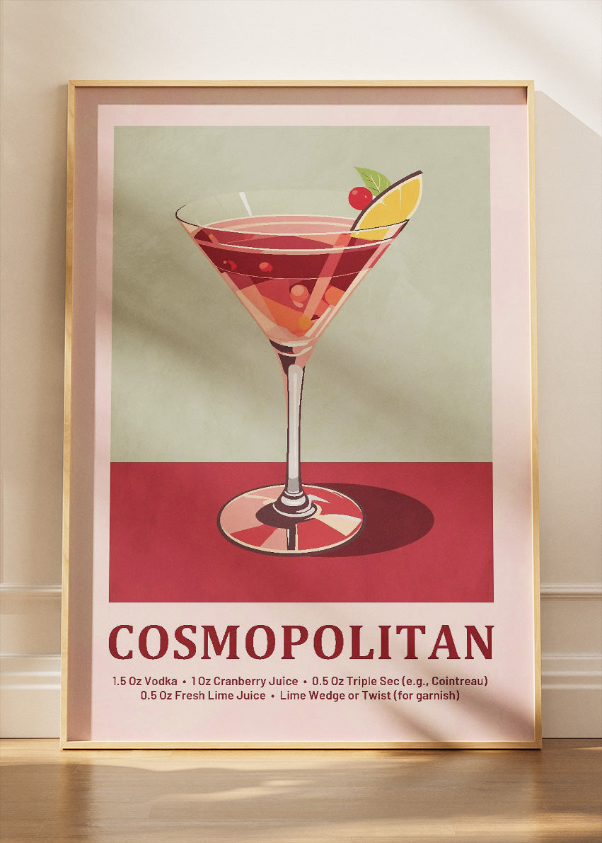 Cosmopolitan Cocktail Poster & Canvas Print | Classic Modern Bar Wall Art