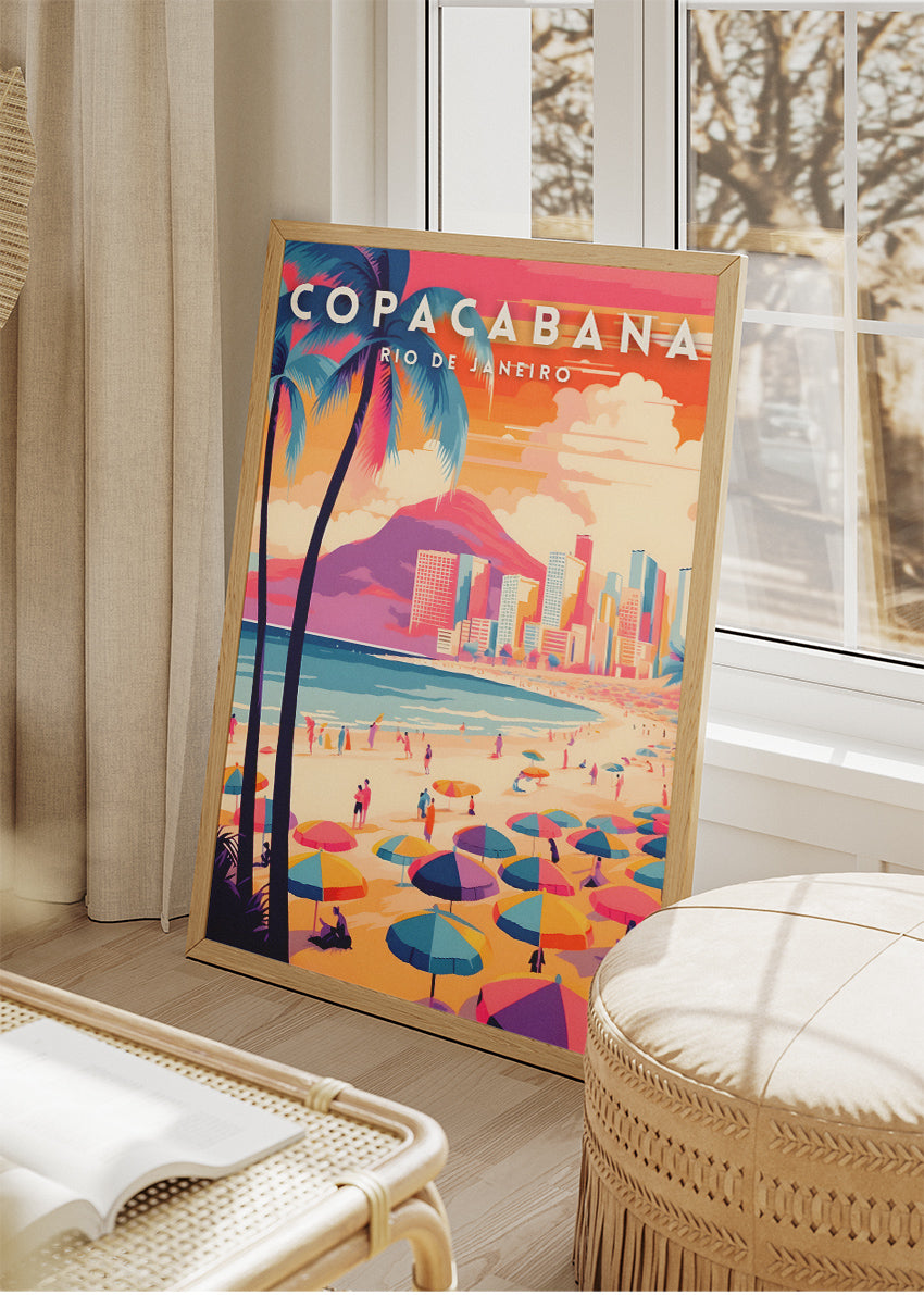 Copacabana Rio de Janeiro Travel Poster & Canvas Print – Brazil Wall Art