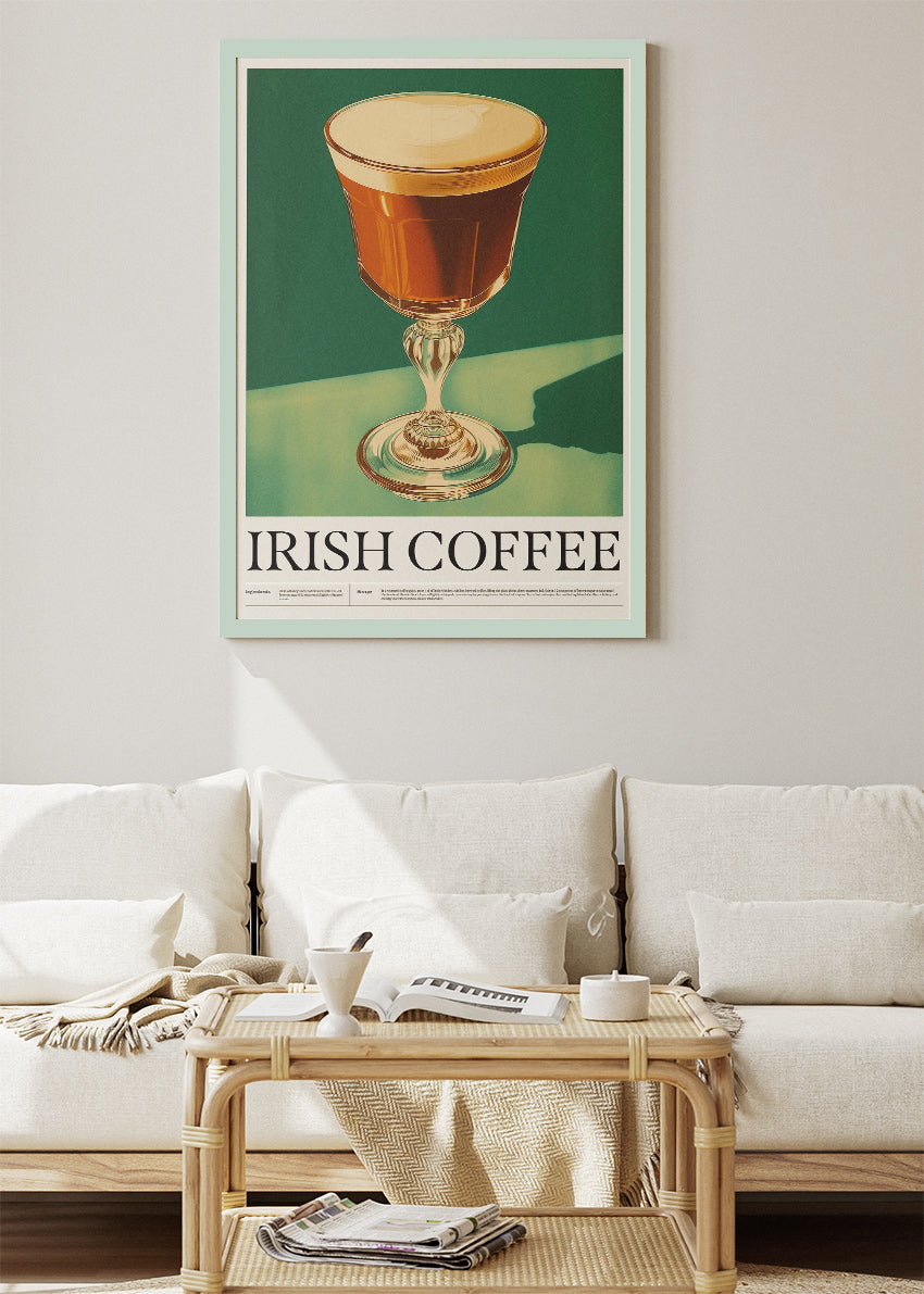 Irish Coffee Vintage Poster & Canvas Print | Classic Coffee Cocktail Wall Art