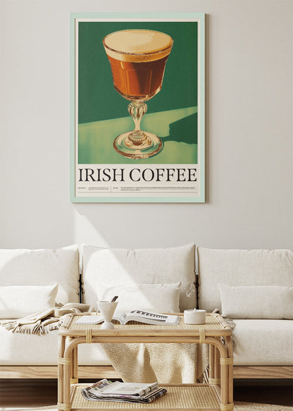 Irish Coffee Vintage Poster & Canvas Print | Classic Coffee Cocktail Wall Art