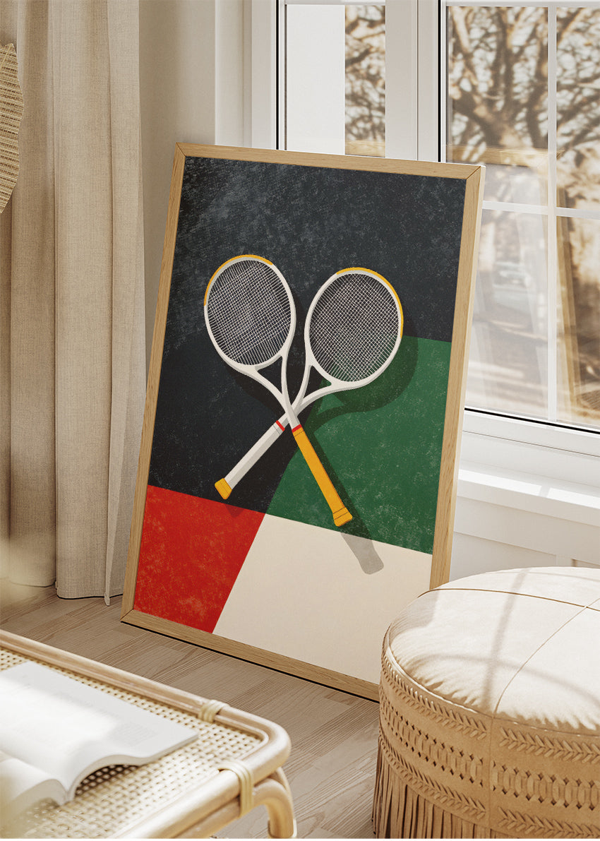 Tennis Rackets Poster & Canvas Print – Modern Minimalist Sports Wall Art