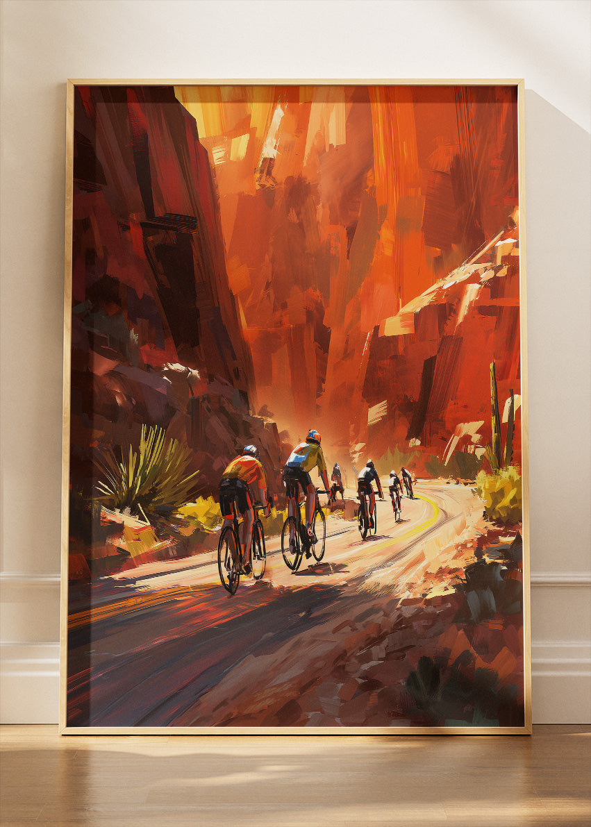 Road Cycling Canyon Art Print & Canvas – Dynamic Cyclist Wall Art