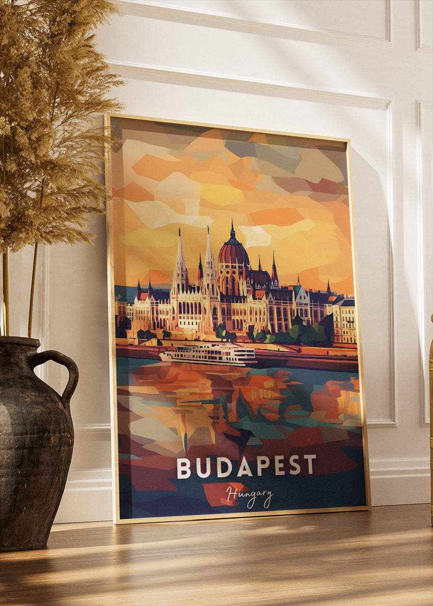 Budapest Parliament Sunset Poster & Canvas Print – Hungary Danube River View Art