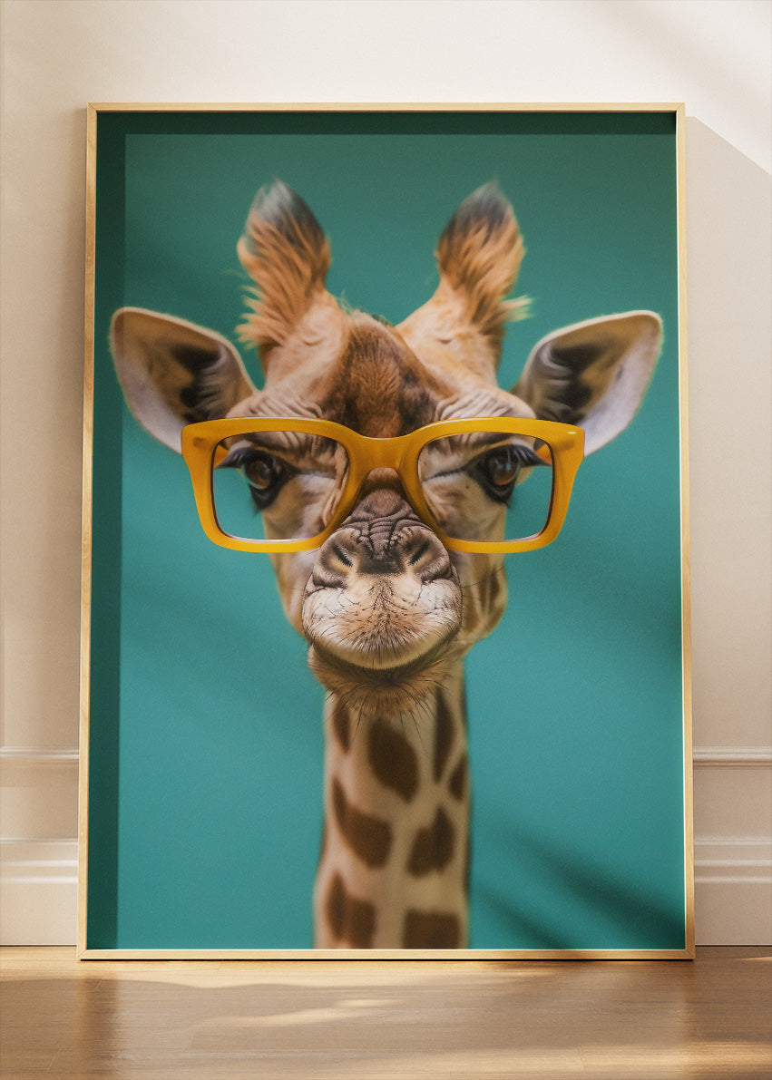 Funny Giraffe Poster & Canvas Print – Cute Animal Art with Glasses