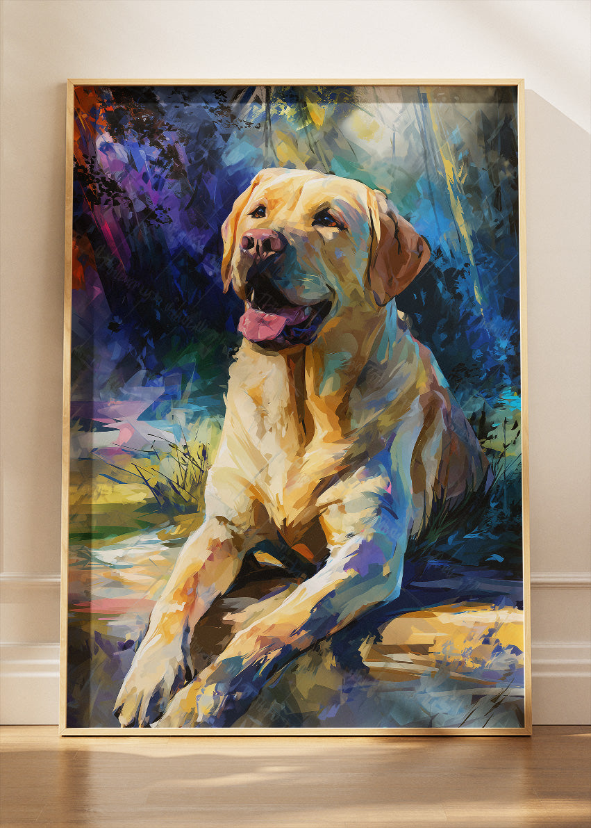 Golden Labrador Dog Canvas Print & Poster – Colorful Pet Wall Art