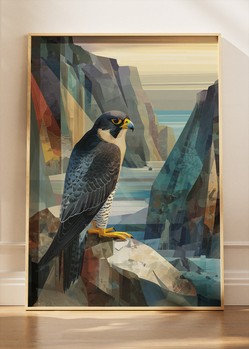 Peregrine Falcon on Cliff Canvas Print & Poster – Modern Wildlife Wall Art