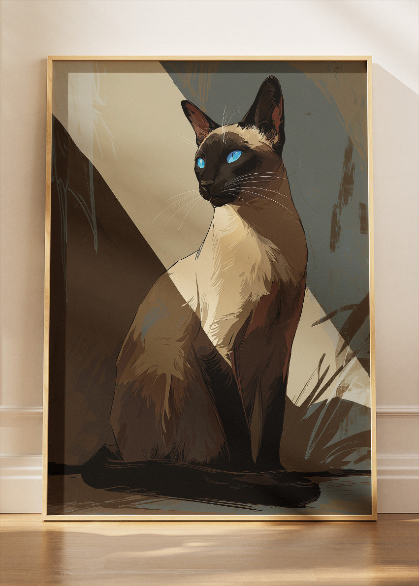 Elegant Siamese Cat Canvas Print & Poster – Modern Luxury Pet Wall Art
