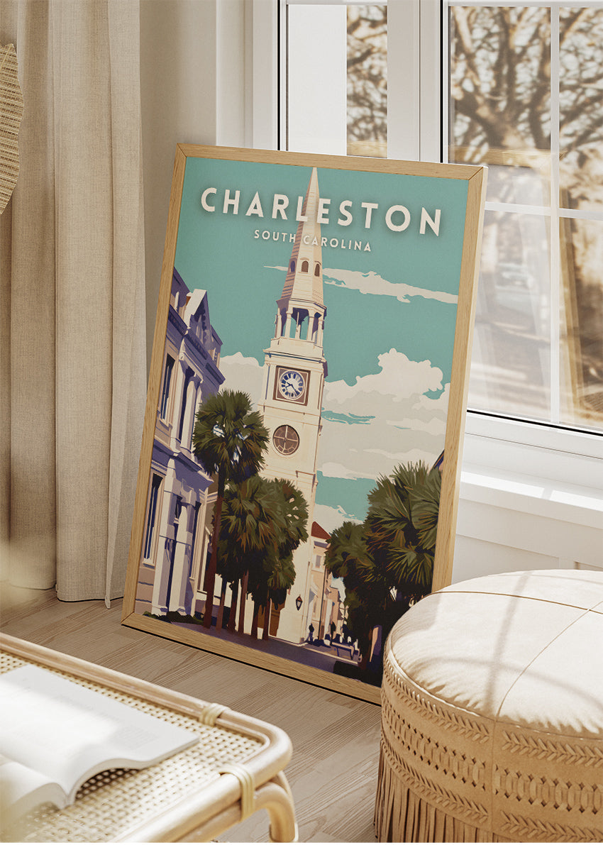 Charleston South Carolina Poster & Canvas Print – Historic Coastal City Illustration