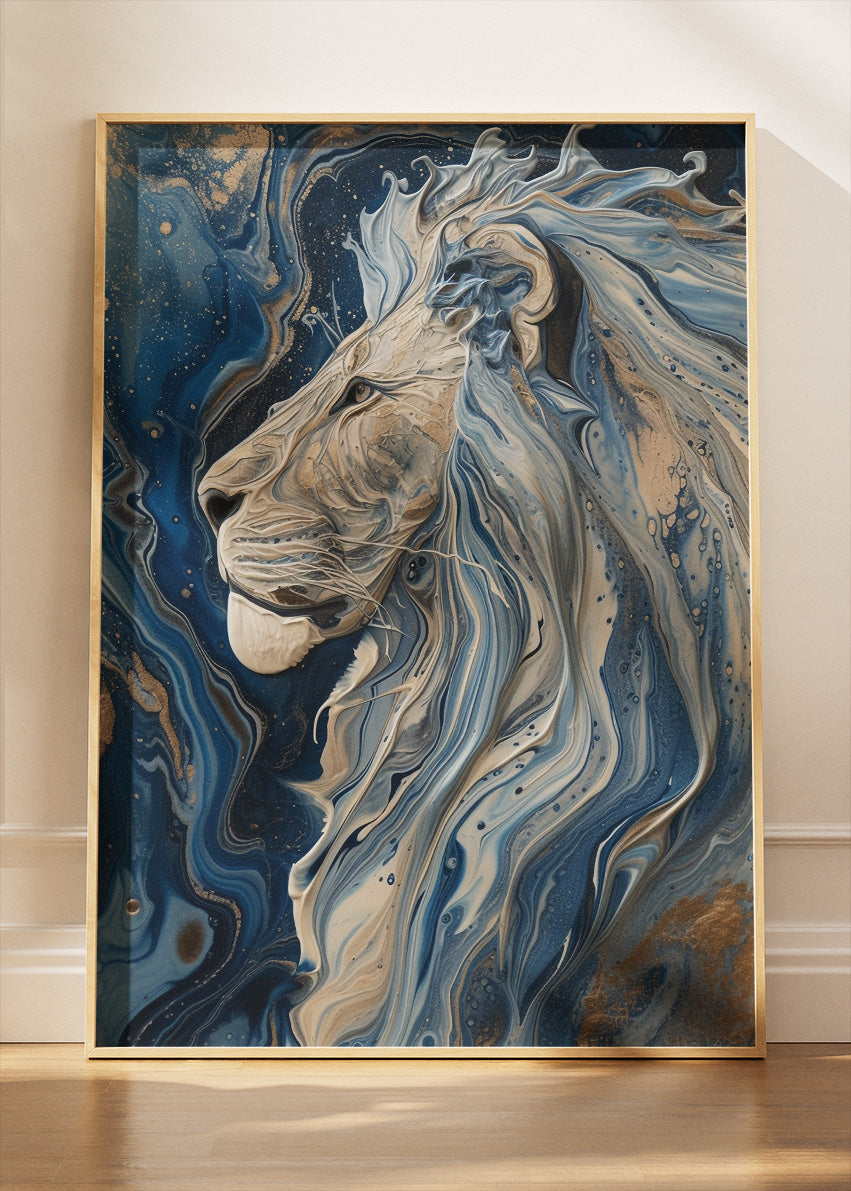 Majestic Marble Lion Canvas Print & Poster – Luxury Abstract Animal Wall Art