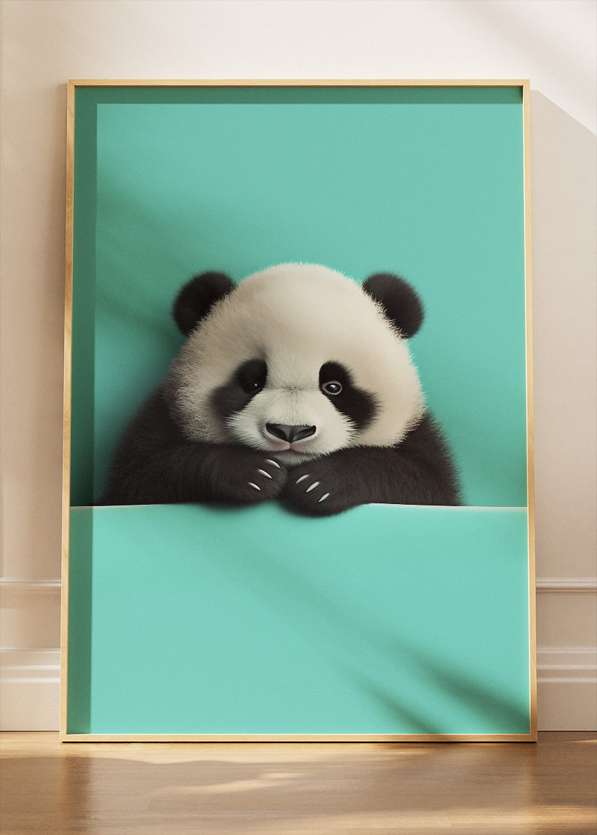 Cute Baby Panda Poster & Canvas Print – Minimalist Animal Art