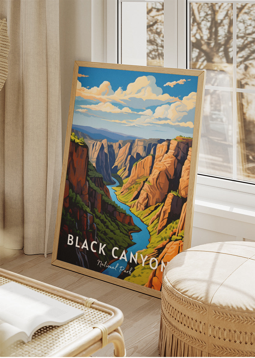 Black Canyon National Park Poster & Canvas Print – Scenic Canyon Landscape Illustration Wall Art